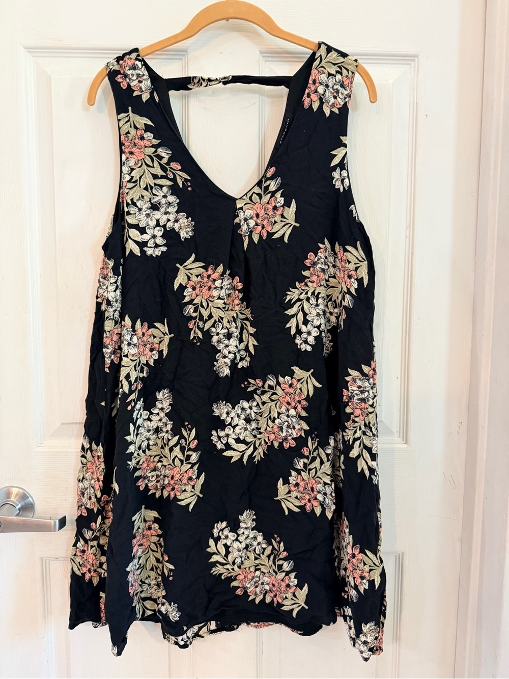 Staccato Black Floral Mini Dress with Pink and Cream Bouquet Print